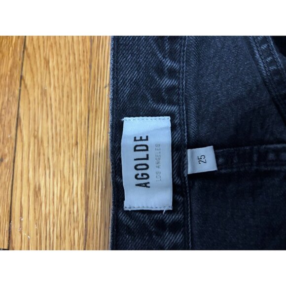 AGOLDE Jeans Womens Sz 25 90's Crop High Rise Black Distressed Denim Pants - Picture 4 of 10